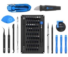 „iFixit EU145307-4“, Įrankių rinkiniai, Universalus, Atidarymo įrankis, Atsuktuvas, Purkštukas, Siurbimo taurelė, Pincetas, Juoda, Mėlyna, Nerūdijančio plieno, Plokščias, Apsauginis „Torx“, Veržliaraktis, „Torx“, 3 pincetai