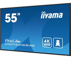 Monitorius IIYAMA LH5575UHS-B1AG 55 colių 3840x2160 UHD IPS skydelis Haze 25perc 500cd/m kraštovaizdžio ir portreto signalo perjungimo garsiakalbiai 2x 10W