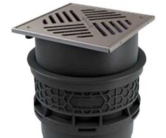 Import Grindų trapas su baltu uždoriu 110 mm - su vertikaliu išleidimo anga, 2 atvartais, sifonu ir grotelėmis nuo saulės. Kessel