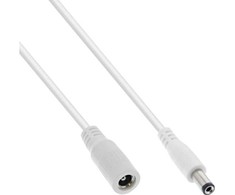 InLine® DC extension cable, DC plug male/female 5.5x2.5mm, AWG 18, baltas, 3m
