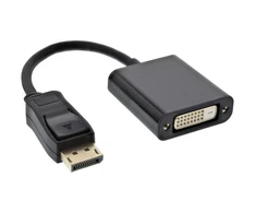 InLine DisplayPort adapterio kabelis vyriškas / DVI-D 24+1 moteriškas juodas 0,15 m, 0,2 m, DisplayPort, DVI-D, auksinis, juodas, vyriškas/moteriškas
