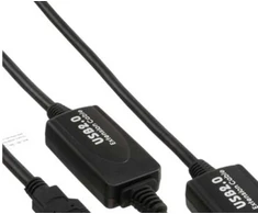 InLine USB 2.0 aktyvus signalo kartotuvo kabelis A tipo vyriškas / A tipo moteriškas, 20 m, USB A, USB A, USB 2.0, vyriškas/moteriškas, juodas