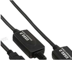 InLine USB 2.0 aktyvus signalo kartotuvo kabelis A tipo vyriškas / A tipo moteriškas, 20 m, USB A, USB A, USB 2.0, vyriškas/moteriškas, juodas