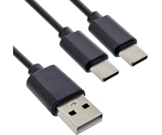 Inline USB Vision kabelis USB-A - 2x USB-C, 0,5 m, juodas