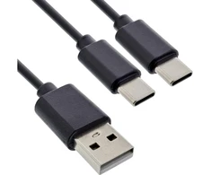 Inline USB Vision kabelis USB-A - 2x USB-C, 0,5 m, juodas