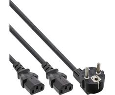 Kabelis zasilający InLine Y-power cable 1x CEE 7/7 angled / 2x 3pin IEC C13 male, 1m, 1 m, Power plug type F, 2 x C13 coupler