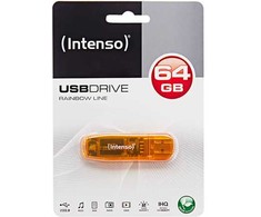 „Intenso Rainbow Line“, 64 GB, USB A tipo, 2.0, 28 MB/s, Dangtelis, Oranžinis