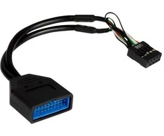 Inter-Tech USB 19 kontaktas - USB 9 kontaktas, 0,15m, Juoda (88885217)