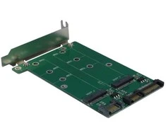 „Inter tech“ adapteris dviem M.2 S-ATA diskams (1xS-ATA 15 kontaktų + 2x7 kontaktų kištukas), dėklas