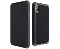 ITSKINS HYBRID FOLIO dėklas, skirtas iPhone XS / X®. Juodas ir raudonas su perdirbta oda.