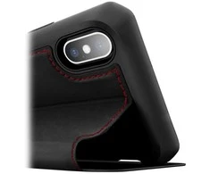 ITSKINS HYBRID FOLIO dėklas, skirtas iPhone XS / X®. Juodas ir raudonas su perdirbta oda.