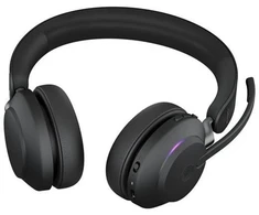 Jabra Evolve2 65 ausinės, stereo, belaidė, Bluetooth, juoda su Link 380 USB-C, optimizuota Microsoft komandoms