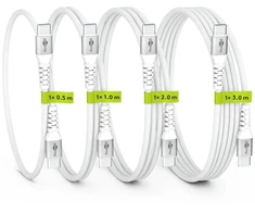Kabelis USB Goobay 4 vnt. Supersoft USB-C kabelis, 0,5 m, 1 m, 2 m, 3 m, balta