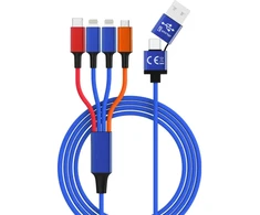 USB laidas išmaniajam telefonui USB-A + USB-C - USB-C + microUSB + 2x Lightning 1.2 m Mėlyna (SMRTER_ELITE_L_MIX)