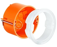 Kaiser Fototechnik KAISER Įvado dėžutė CEE 16A, kiaurymė Ø74 mm, gylis 50 mm. Plokštės storis 12,5-35 mm, oranžinė