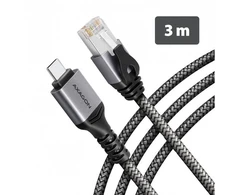 AXAGON ADE-CM30 USB-C 5 Gbps – Gigabit Ethernet adapteris su integruotu CAT6 RJ-45 tinklo kabeliu (3 m), Asix AX88179B
