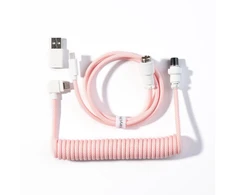 Keychron Susuktas aviatorinis kabelis 8K, Šviesiai rožinė, 176 m, 1 vnt., Susuktas, Pintas, USB Type-C, Aviator