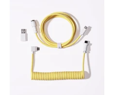 Keychron Susuktas aviatorinis kabelis 8K, geltonas, 1,76 m, 1 vnt., susuktas, pintas, USB Type-C, aviatorinis