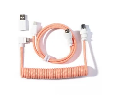 Keychron Susuktas aviatorinis kabelis 8K, oranžinis, 176 m, 1 vnt., susuktas, pintas, USB Type-C, aviatorinis