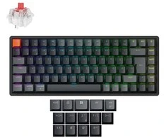 Klaviatūra Keychron K2 Version 3, 75%, su laidu &amp; Wireless, USB + RF belaidė + Bluetooth, Magnetic-mechaninė key switch, RGB LED, Juodas, Carbon