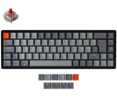 Keychron K6 Belaidė mechaninė klaviatūra (Nordic ISO išdėstymas), su laidu &amp; Wireless, USB + Bluetooth, Mechaninė, QWERTY, RGB LED, Juodas, Pilkas, Oranžinis