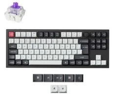 Klaviatūra Keychron Q3 HE, su laidu &amp; Wireless, USB + RF belaidė + Bluetooth, Magnetic-mechaninė key switch, RGB LED, Juodas, Carbon