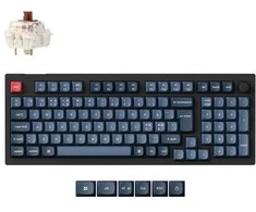 Klaviatūra Keychron V5 Max, 96 %, laidinis ir belaidis, radijo dažnių belaidis ryšys + „Bluetooth“, mechaninis, RGB LED, juodas, pilkas