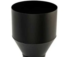 Kierulff MB Juodas dūmtraukio vamzdis 80 mm Perėjimas - perėjimas į 150 mm plieninį kaminą. Keraminė tarpinė.