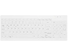 „Contour Design Contour Active Key QuickClean“ medicininė klaviatūra su nuimamu dangteliu, kompaktiška, belaidė, balta, PN C7012, belaidė, radijo dažnio belaidė, žirklinio mygtuko jungiklis, QWERTY, balta