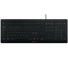 Klaviatūra Cherry Contour Design STREAM PROTECT, Pilno dydžio (100%), Laidinė, USB, Žirklinio mechanizmo klavišai, QWERTY, Juoda