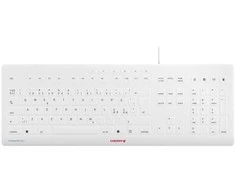 Klaviatūra „CHERRY STREAM PROTECT“, viso dydžio (100 %), laidinis, USB, žirklinio mygtuko jungiklis, QWERTY, baltas