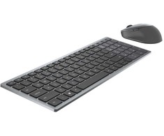 DELL Pro Plus kompaktiška klaviatūra ir pelė – KM7120W – Belgijos (AZERTY), viso dydžio (100 %), belaidė, radijo dažnių belaidis ryšys + „Bluetooth“, AZERTY, pilka, titano spalvos, pelė pridėta