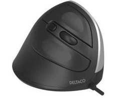 Pelė Deltaco Silent su laidu Vertical Pelė, 4 mygtukai, 1000-1600 DPI, juodas