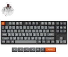 Klaviatūra Keychron K8 Max QMK, 80%, su laidu &amp; Wireless, USB + RF belaidė + Bluetooth, Mechaninė, RGB LED, Juodas, Pilkas
