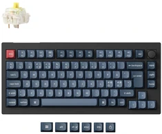 Klaviatūra Keychron V1 Max, 75 %, laidinis ir belaidis, USB + RF belaidis + „Bluetooth“, mechaninis, RGB LED, juodas, pilkas
