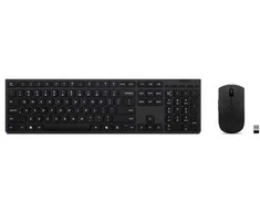 Klaviatūra Lenovo 4X31R64323, viso dydžio (100 %), belaidis, radijo dažnių belaidis ryšys + „Bluetooth“, žirklinis mygtukinis jungiklis, juodas, pridedama pelė