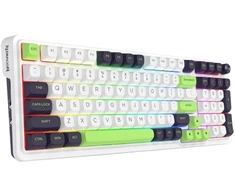 Klaviatūra REDRAGON K686WBG-RGB-MAX Eisa Max, belaidė, USB + RF belaidis ryšys + Bluetooth, mechaninė, balta, juoda