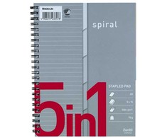 Bendrabučio sąsiuvinis Bantex su spirale, A5+, 5in1, linijuotas, 5x15 lapai