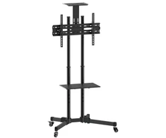 Laikiklis Equip Ekonomiškas daugiafunkcis televizoriaus vežimėlis, 50 kg, 94 cm (37"), 177,8 cm (70"), 600 x 400 mm, aukščio reguliavimas, juodas