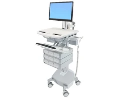 Laikiklis Ergotron StyleView, Multimedia cart, Aliuminio, Pilkas, Baltas, Aliuminio, Plastic, Zinc steel, Flat panel, 15 kg, 61 cm (24")