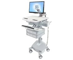 Laikiklis Ergotron StyleView, Multimedia cart, Aliuminio, Pilkas, Baltas, Aliuminio, Plastic, Zinc steel, Flat panel, 15 kg, 61 cm (24")