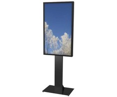 Laikiklis HI-ND skaitmeninės reklamos grindų stovas su stikliniu dekoratyviniu stulpeliu, Multimedijos stovas, Juoda, Metalas, Universalus, 50 kg, 124,5 cm (49")