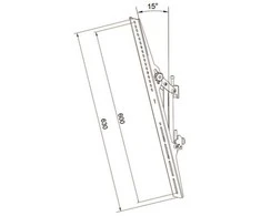 Laikiklis Multibrackets M Pro serija – 600 mm pakreipiamos svirtys, plokščio montavimo svirtis, juoda, plienas, 30 kg, bėgelis, -15–0°