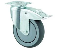 Tente Pasukamas ratukas su stabdžiu, guminis, Ø100 mm, 100 kg, DIN rutulinis guolis, su plokštele