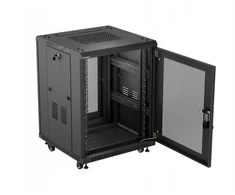 Lanberg grindų spintelė 19" 15U 600x600 juoda perforuotos durys
