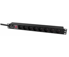 Lanview Lanview LVR-2MSCH-SW-C13-8 rozdzielacz zasilania PDU 8 x gniazdo jungiama į tinklą 1U Juodas