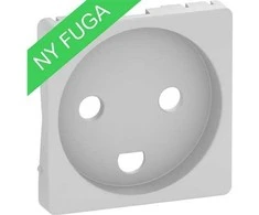 LAURITZ KNUDSEN Dangtelis FUGA kištukiniam lizdui, 2 polių, 1 modulio, su įžeminimu ir LED, šviesiai pilkas.