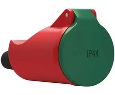 LAURITZ KNUDSEN Ilgintuvas, 2 polių, su DK įžeminimu ir dangteliu, IP44, atsparus lūžiams, 126 tipo, raudonas/žalias