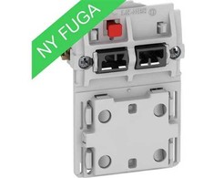 LAURITZ KNUDSEN FUGA® dvigubas 2 polių lizdas su jungikliais, 1,5 modulio, be rakto ir dangtelio