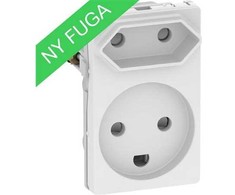 LAURITZ KNUDSEN FUGA® kombinuotas 1 ir 2 klasės dvigubas kištukinis lizdas, 1,5 modulio, baltas